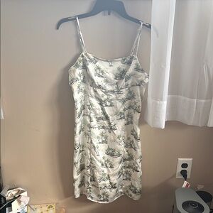 Tropical Print Spaghetti Strap Dress
